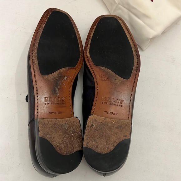 Mens BALLY Dark Grained Gray Slip on Loafer Shoes 9 1/2 - Picture 12 of 16